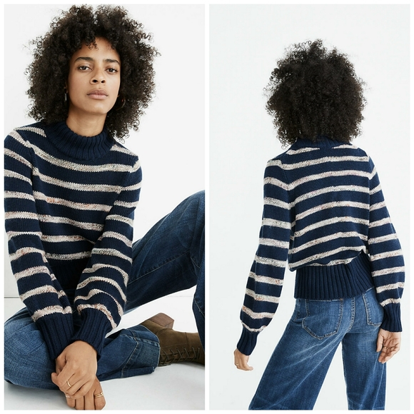 Madewell Sweaters - NWT MADEWELL STRIPED MEDTCALF MOCKNECK